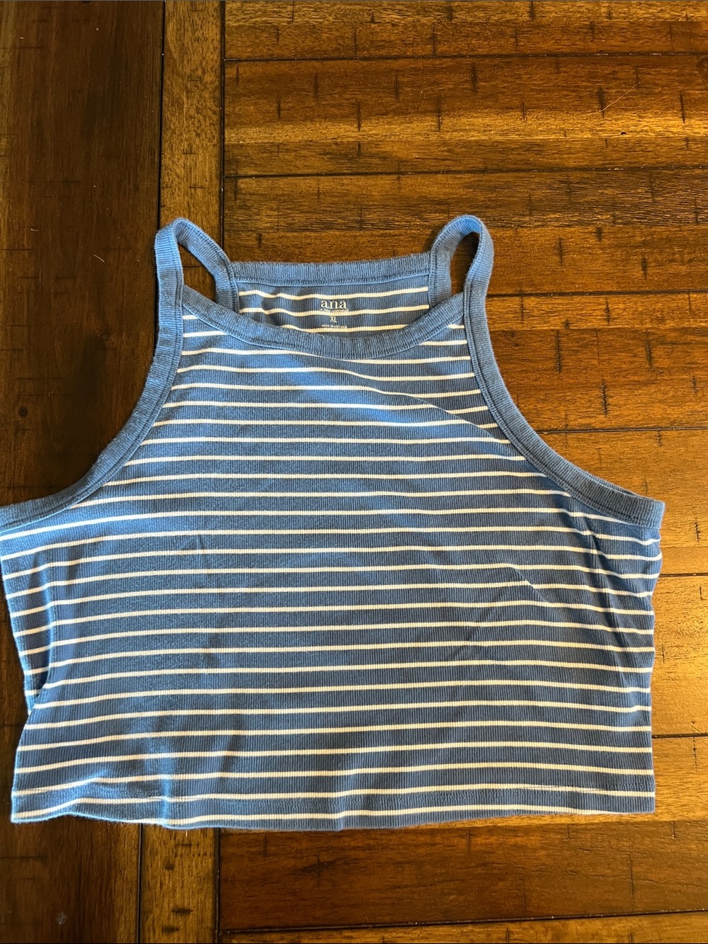 a.n.a Blue and White Striped Cropped Tank